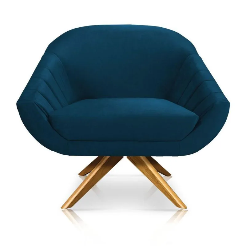Poltrona Giovana Suede Azul Marinho
