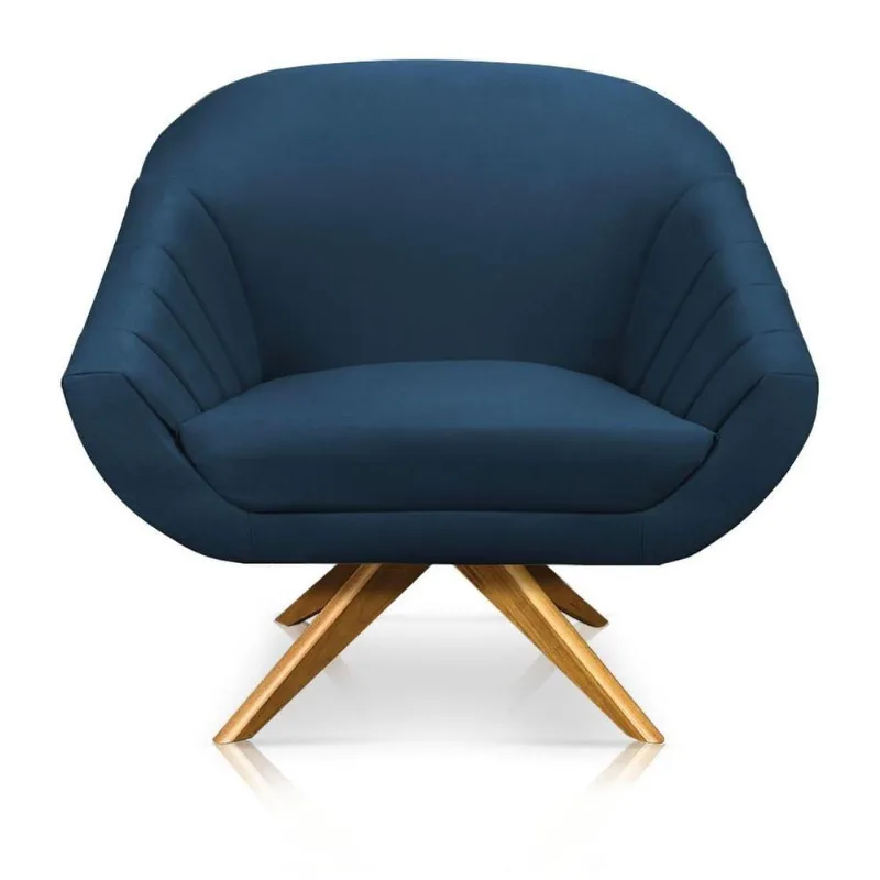 Poltrona Giovana Suede Azul Marinho