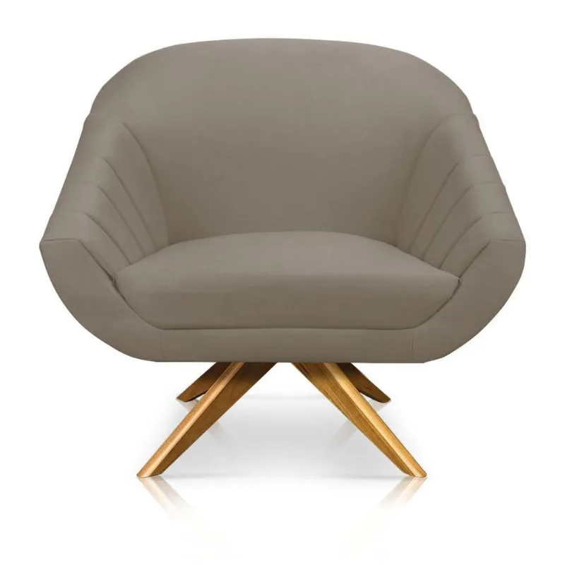 Poltrona Giovana Suede Marrom Rato