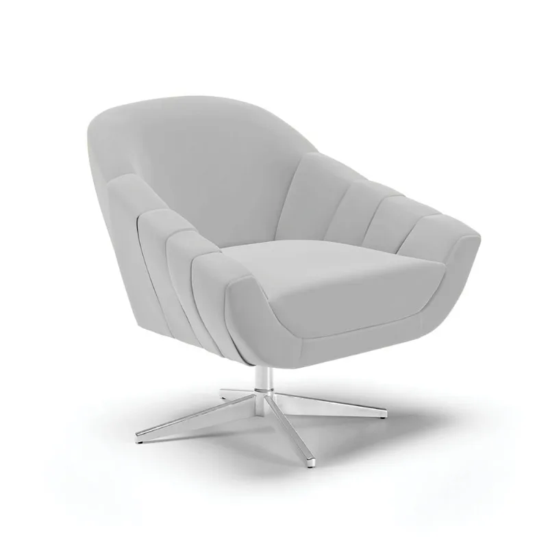 Poltrona Giratória Giovana Suede Cinza Base Cromada - D'Rossi - DRossi