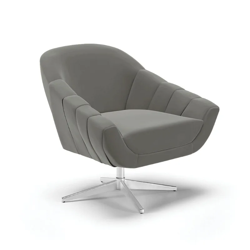 Poltrona Giratória Giovana Suede Grafite Base Cromada - D'Rossi - DRossi