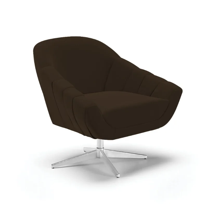 Poltrona Giratória Giovana Suede Marrom Base Cromada - D'Rossi - DRossi