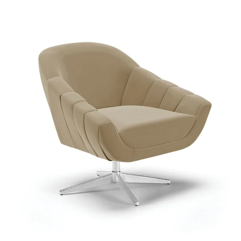 Poltrona Giratória Giovana Suede Marrom Rato Base Cromada - D'Rossi - DRossi