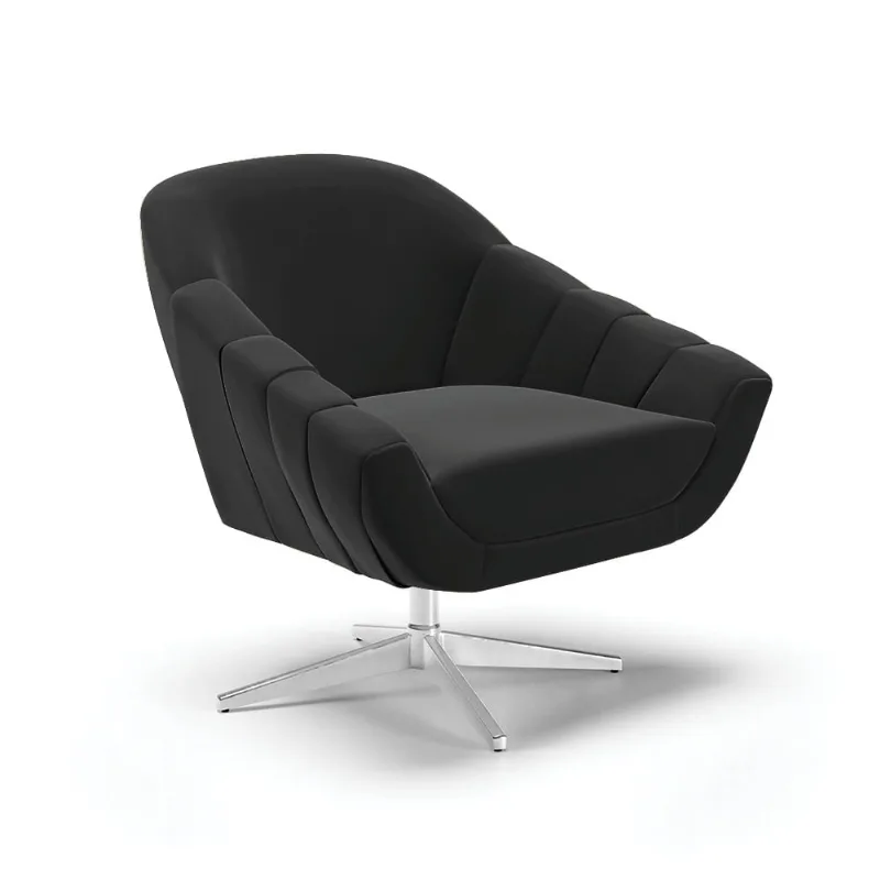 Poltrona Giratória Giovana Suede Preto Base Cromada - D'Rossi - DRossi