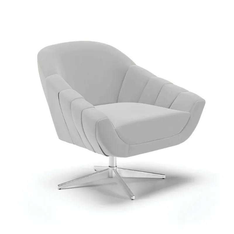 Poltrona Giratória Giovana Suede Base Cromada - D'Rossi Cinza - DRossi