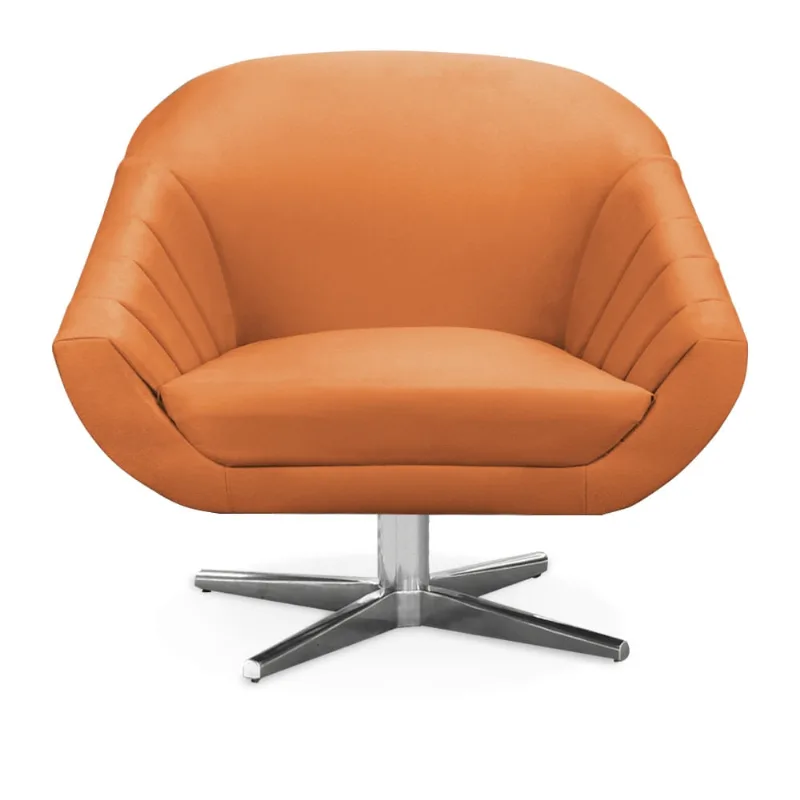 Poltrona Giratória Giovana Suede Base Cromada - D'Rossi Telha - DRossi