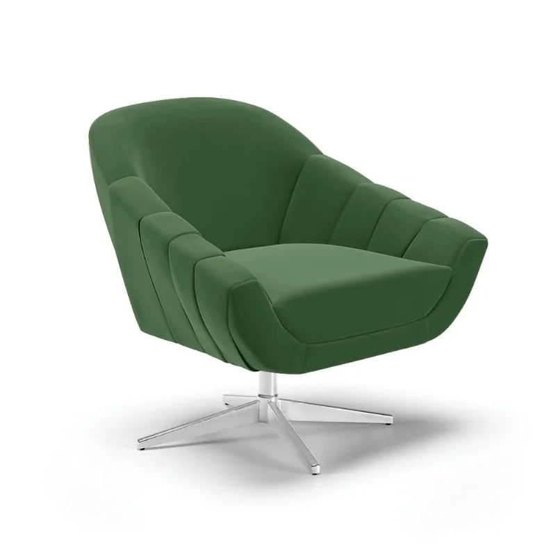 Poltrona Giratória Giovana Suede Base Cromada - D'Rossi Verde - DRossi