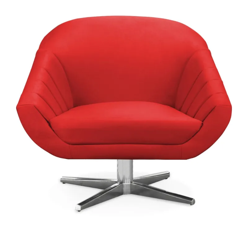 Poltrona Giratória Giovana Suede Base Cromada - D'Rossi Vermelho - DRossi