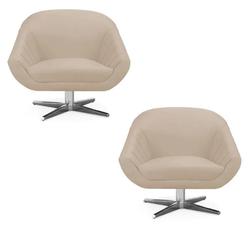 Kit 02 Poltronas Giovana Suede Bege