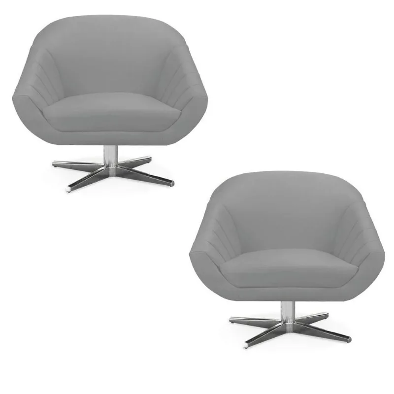 Kit 02 Poltronas Giovana Suede Cinza