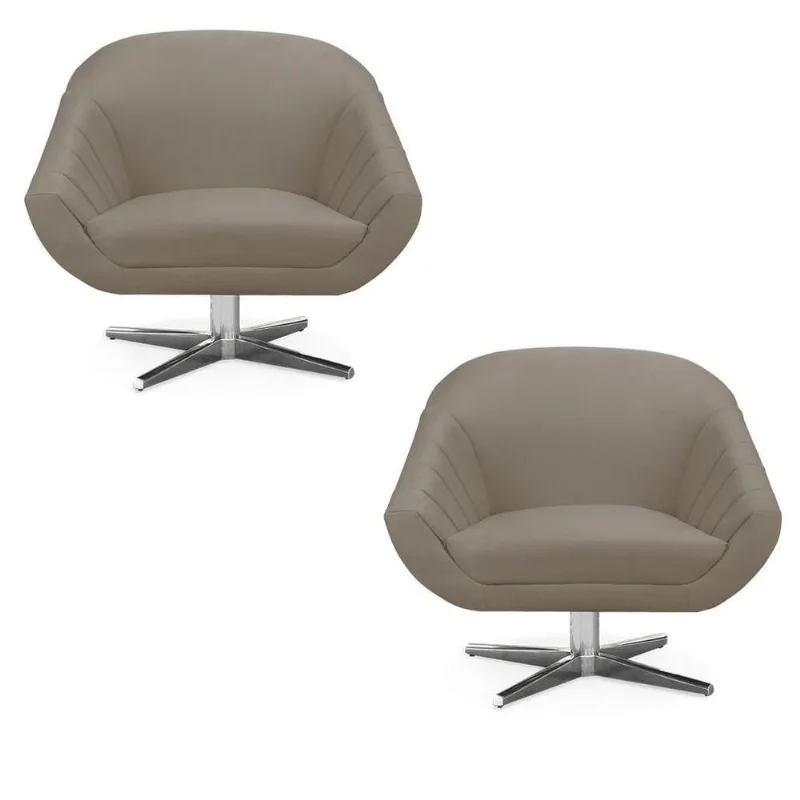 Kit 02 Poltronas Giovana Suede Marrom Rato