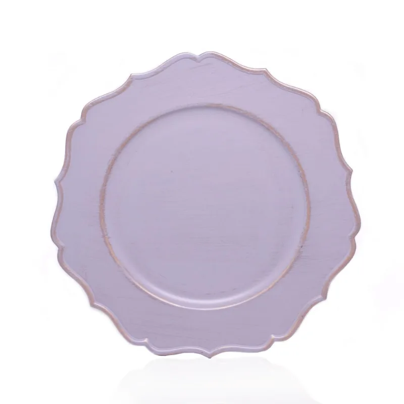 Sousplat para Prato de Mesa Decorativo Cinza e Rose Com Borda Irregular 33cm - D'Rossi - DRossi