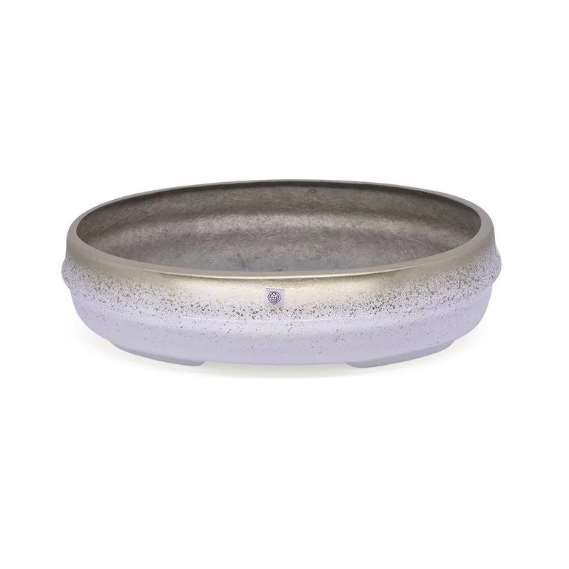 Vaso Bacia Decorativo Osaka Branco Gold Vietnamita 11,5x44x36cm - DRossi