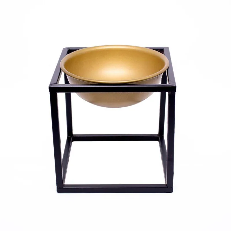 Cachepot De Metal Dourado E Preto 18,5x18,5x18,5 Cm