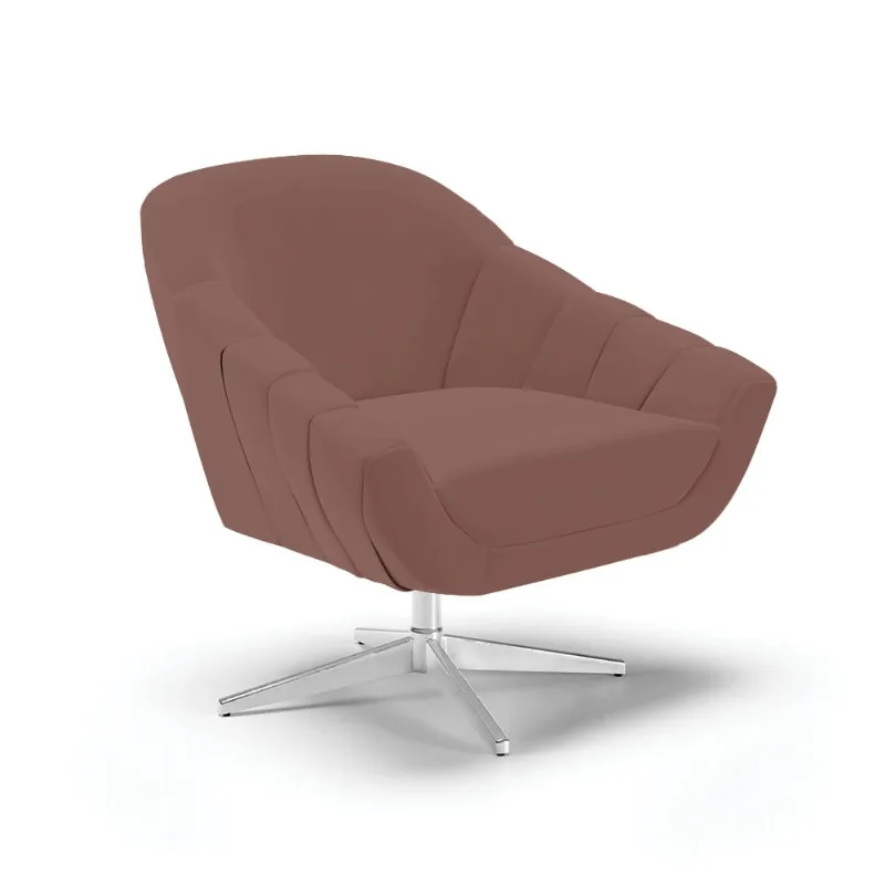 Poltrona Giratória Giovana Veludo Base Cromada - D'Rossi Rose - DRossi