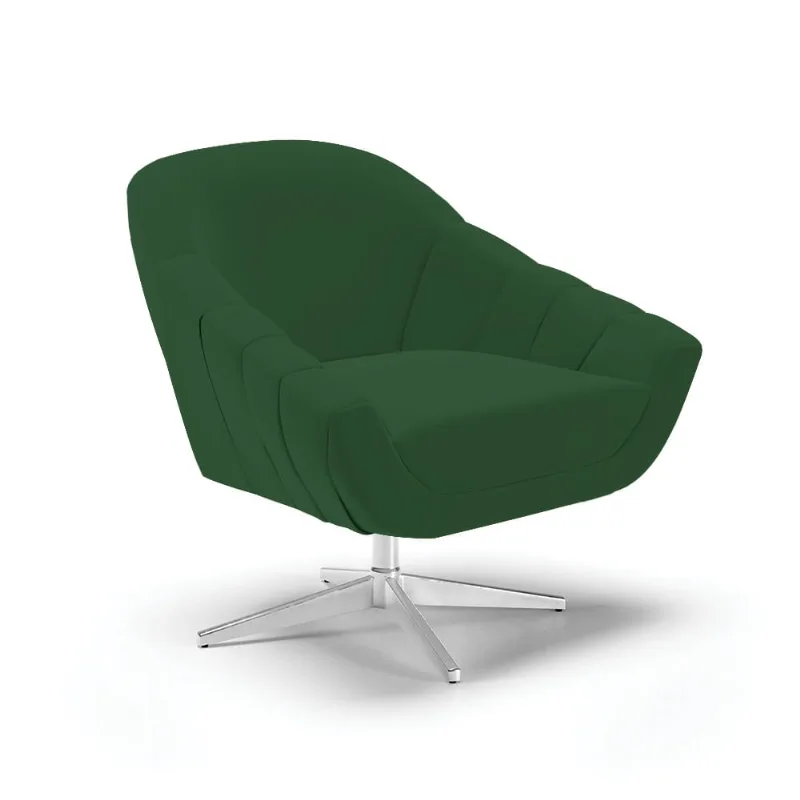 Poltrona Giratória Giovana Veludo Base Cromada - D'Rossi Verde Esmeralda - DRossi