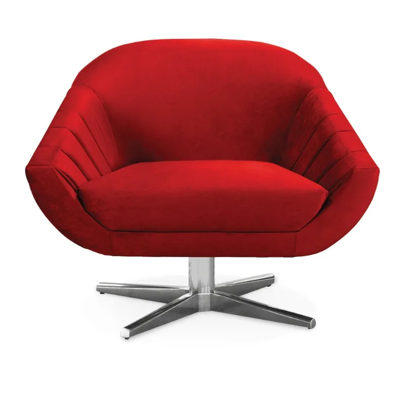 Poltrona Giratória Giovana Veludo Base Cromada - D'Rossi Vermelho - DRossi