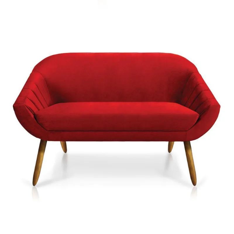 Namoradeira Veludo Vermelho Castanho