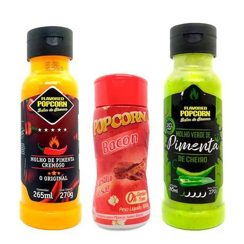 Combo 2 Molhos 1 Tempero: Pimenta, Pimenta Verde E Bacon