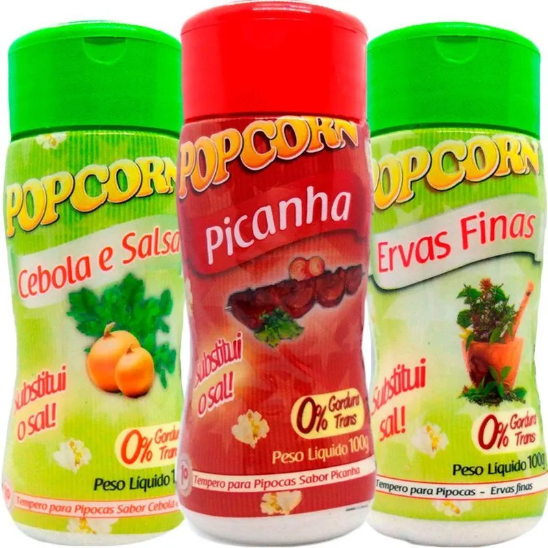 Combo 3 Temperos Pipoca Popcorn Sabores Cebola E Salsa,