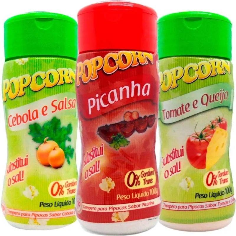 Combo 3 Temperos Pipoca Popcorn Sabores Cebola E Salsa,
