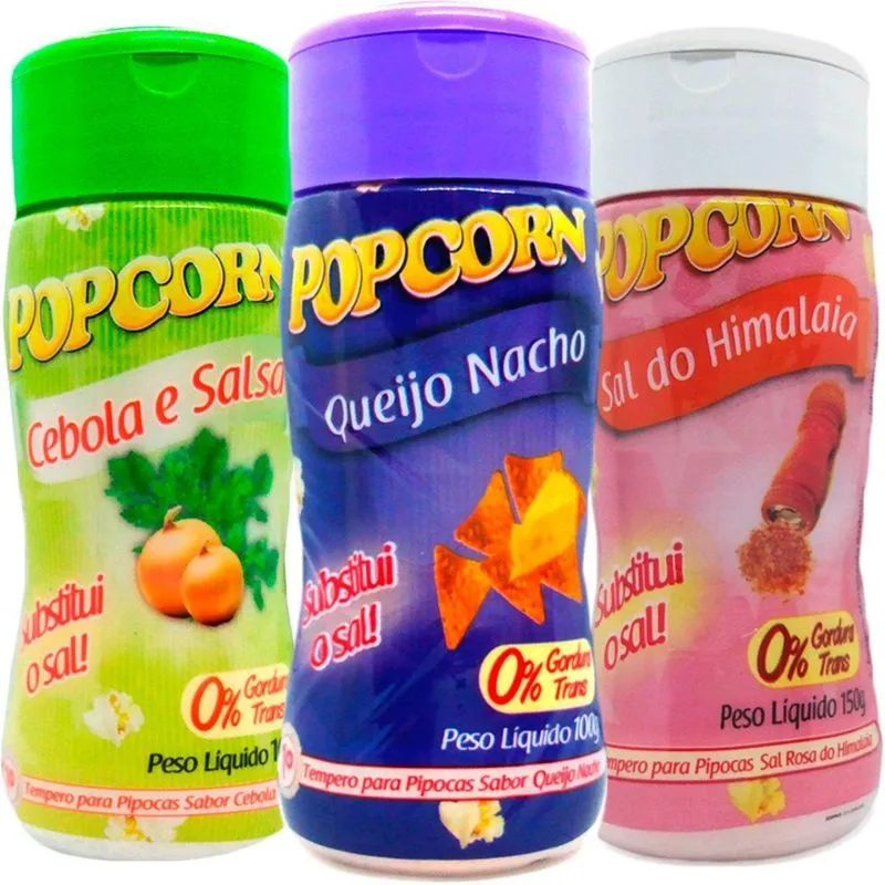 Combo 3 Temperos Pipoca Popcorn Sabores Cebola E Salsa,