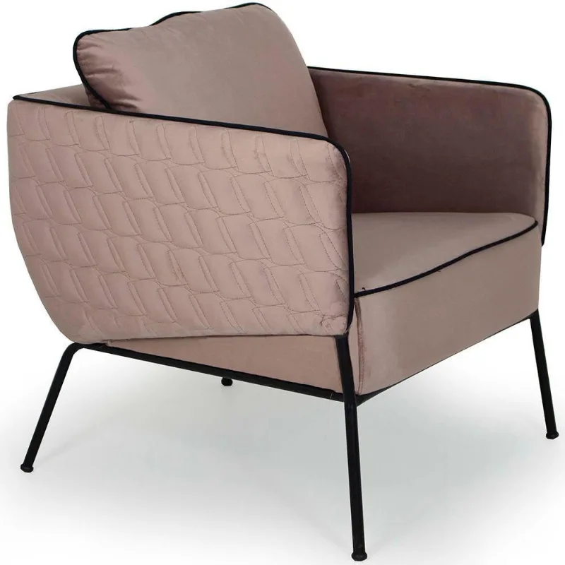 Poltrona Blenda Tressê Para Sala Pés Preto Veludo Rose - Nexta Casa