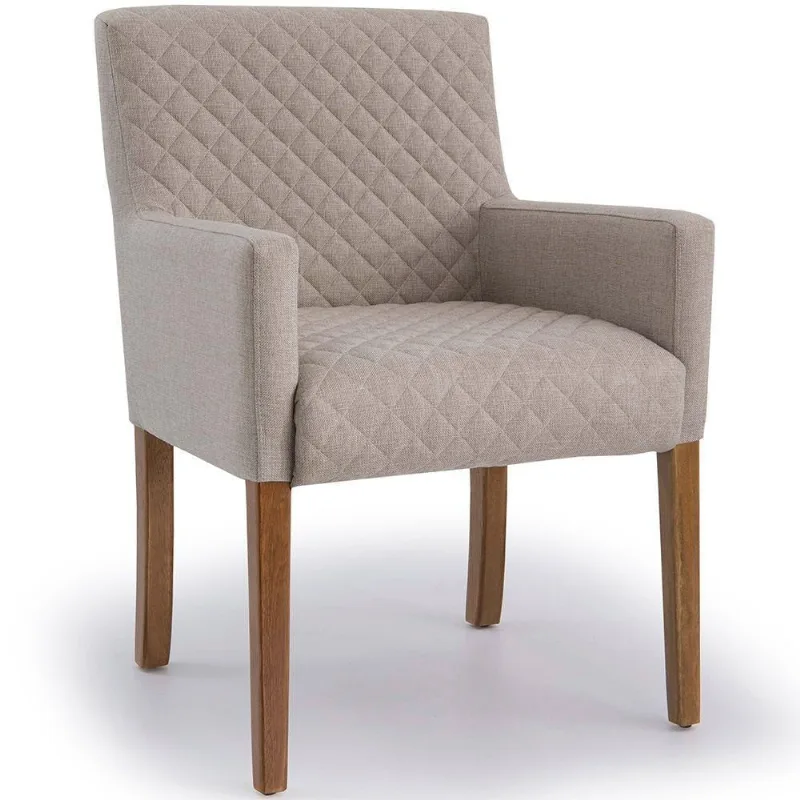 Poltrona Decorativa Joy Base Fixa Linho Tressê Rústico Creme - Nexta Casa