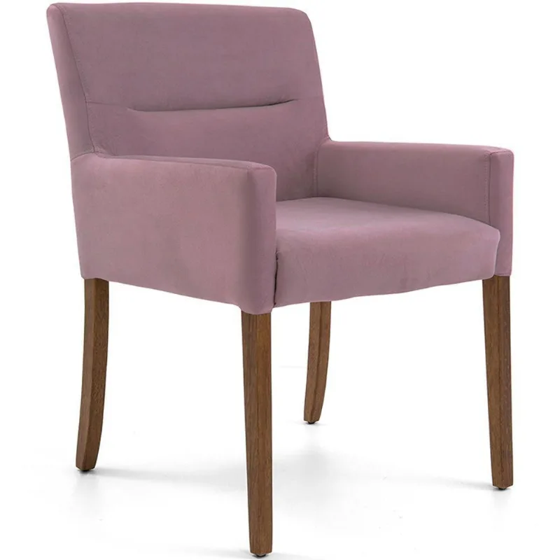 Cadeira Para Sala Angel Base Madeira Veludo Rose - Nexta Casa - Nexta Casa