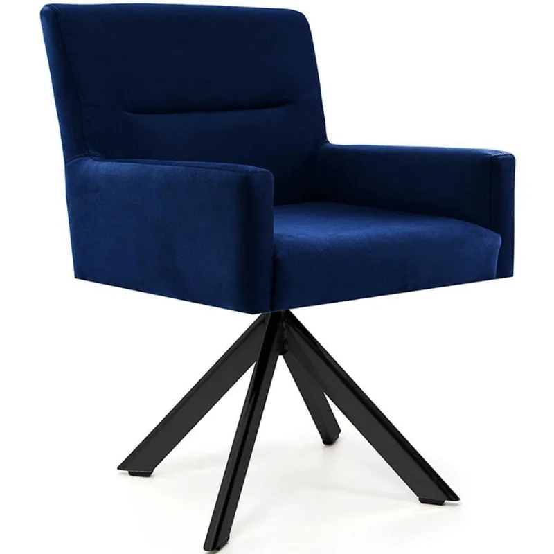 Cadeira Para Sala Angel Giratória Eiffel Preto Veludo Azul Royal - Nexta Casa - Nexta Casa