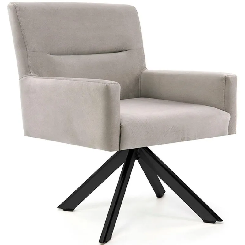 Cadeira Para Sala Angel Giratória Eiffel Preto Veludo Bege - Nexta Casa - Nexta Casa