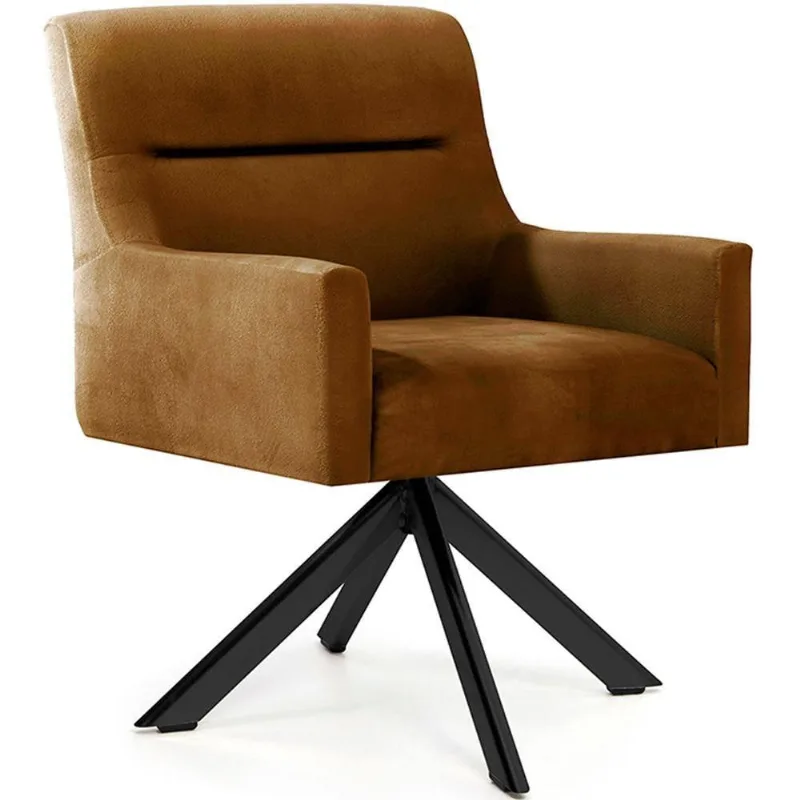 Cadeira Para Sala Angel Giratória Eiffel Preto Veludo Camel - Nexta Casa - Nexta Casa