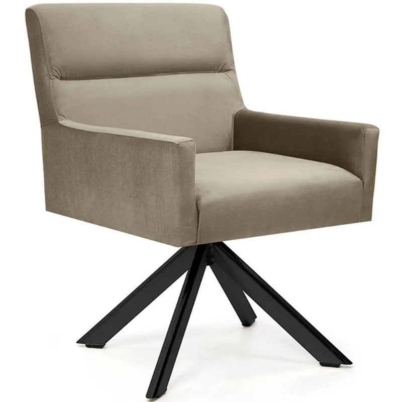 Cadeira Para Sala Angel Giratória Eiffel Preto Veludo Marrom Claro - Nexta Casa - Nexta Casa