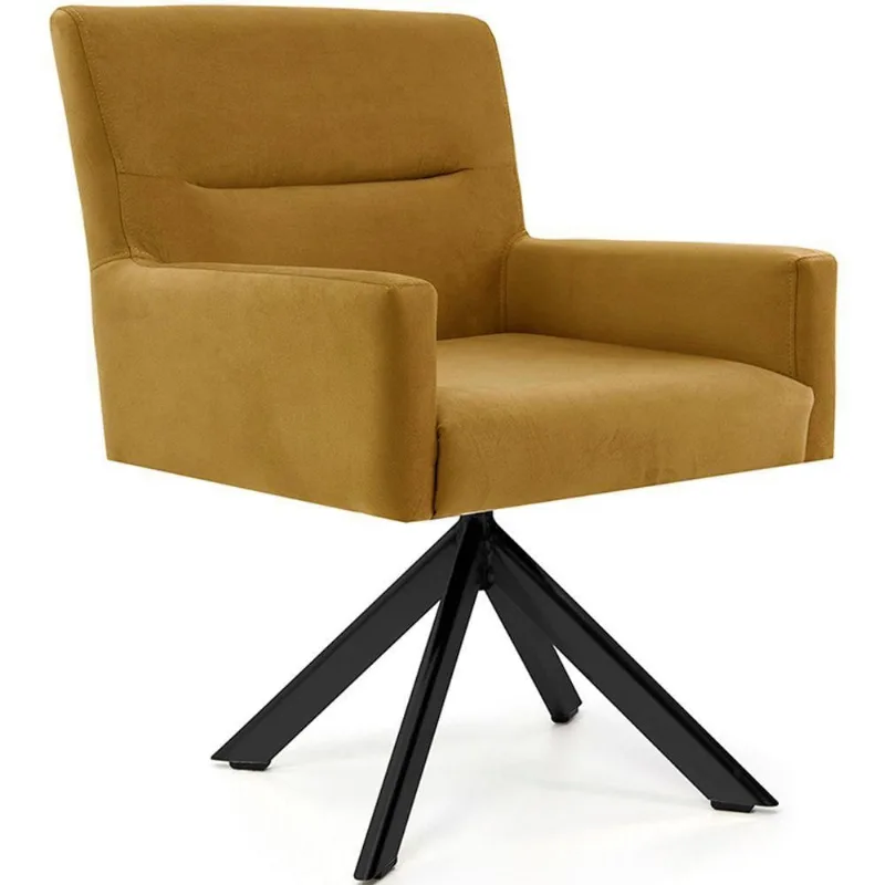 Cadeira Para Sala Angel Giratória Eiffel Preto Veludo Mostarda - Nexta Casa - Nexta Casa