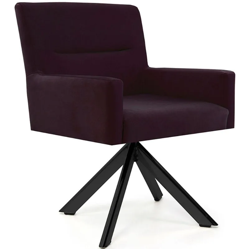 Cadeira Para Sala Angel Giratória Eiffel Preto Veludo Roxo - Nexta Casa - Nexta Casa