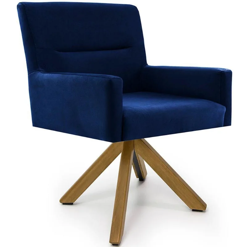 Cadeira Para Sala Angel Giratória Giromad Veludo Azul Royal - Nexta Casa - Nexta Casa