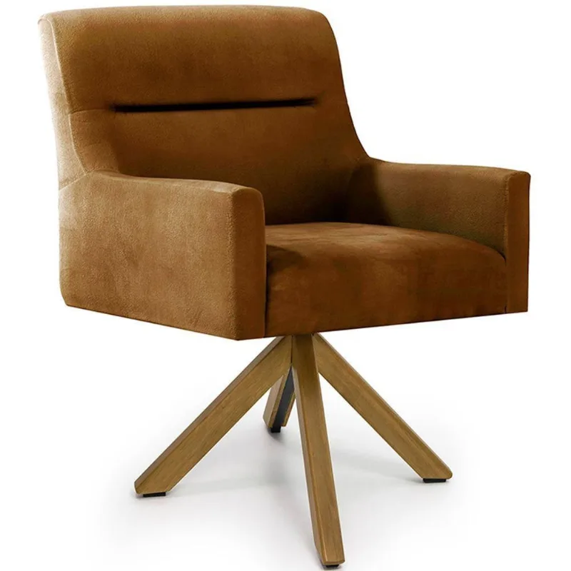 Cadeira Para Sala Angel Giratória Giromad Veludo Camel - Nexta Casa - Nexta Casa