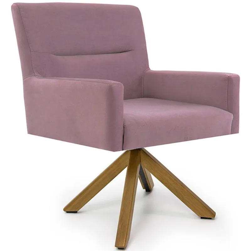 Cadeira Para Sala Angel Giratória Giromad Veludo Rose - Nexta Casa - Nexta Casa