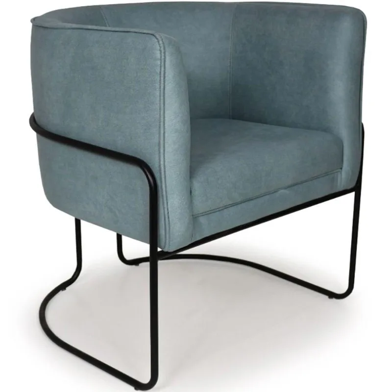 Poltrona Para Sala Betina Base Preto Suede Camurça Azul Caribe - Nexta Casa