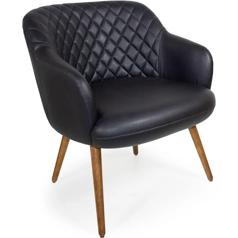 Poltrona Decorativa Jade Tressê Pés Palito Corano Black - Nexta Casa