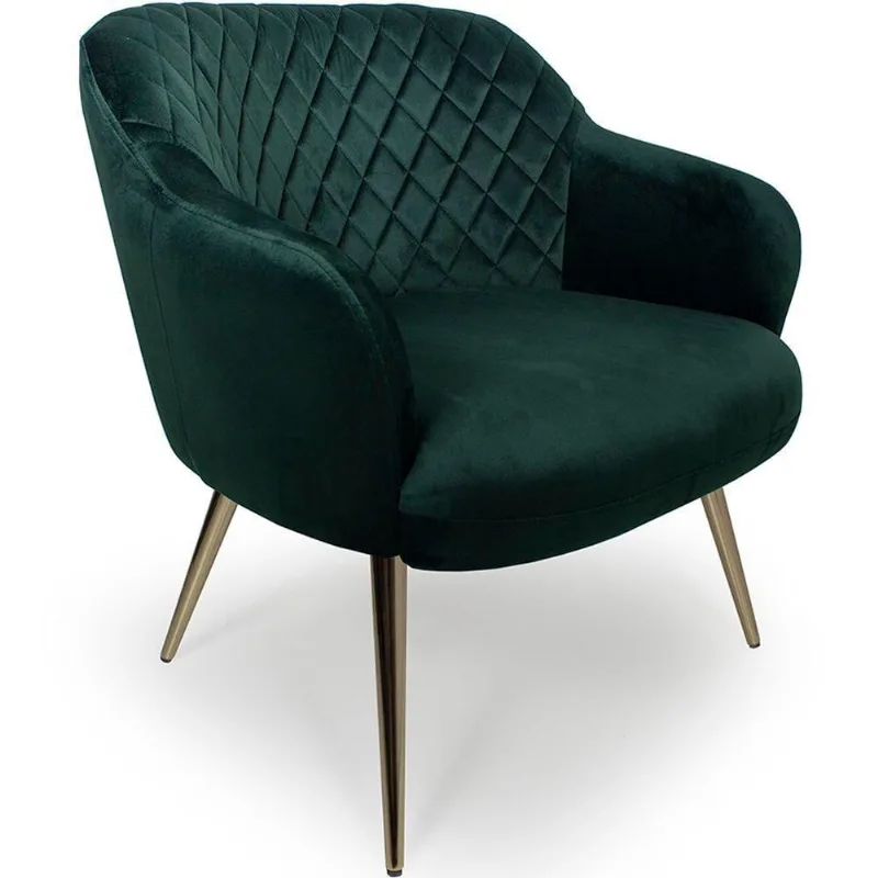 Poltrona Jade Tressê Pés Palito Gold Veludo Verde - Nexta Casa