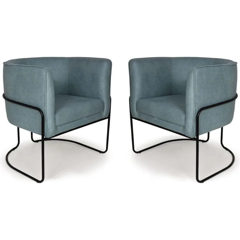 Kit 02 Poltronas Betina Base Preto Suede Camurça Azul Caribe - Nexta Casa