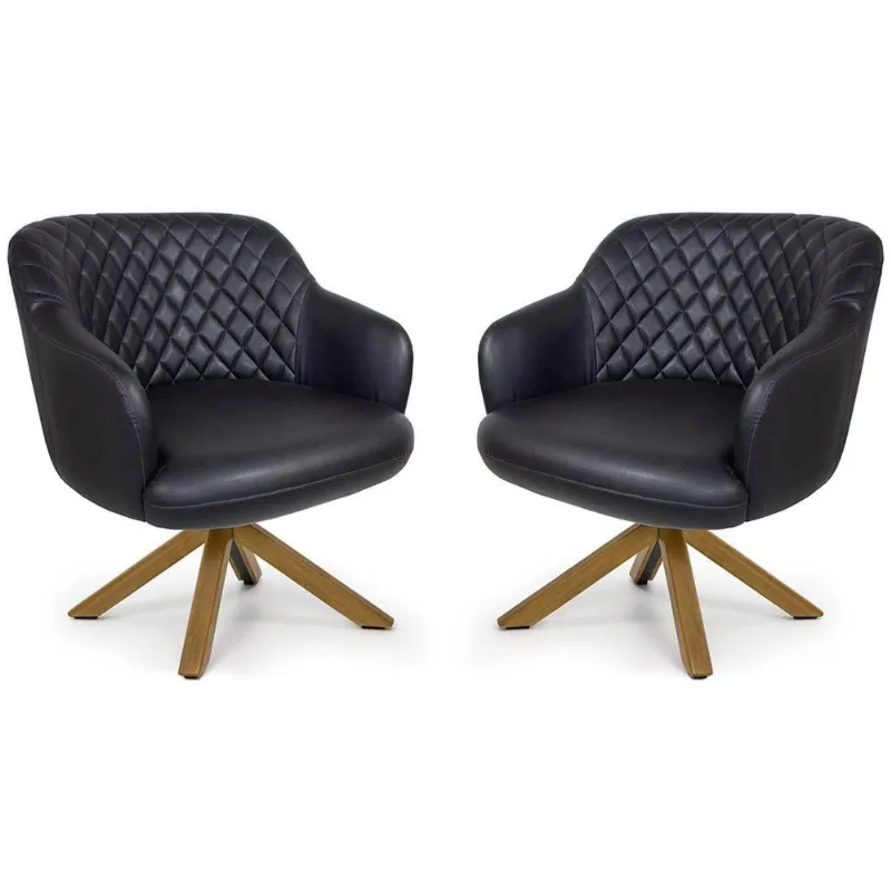 Kit 02 Poltronas Jade Tressê Giratória Giromad Corano Black - Nexta Casa