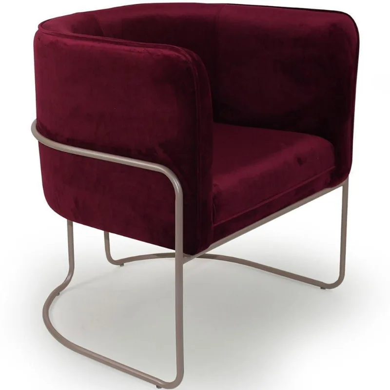 Poltrona Para Sala Betina Base Champagne Veludo Cabernet - Nexta Casa
