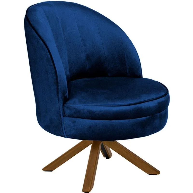 Poltrona Giratória Mississipi Base Giromad Veludo Azul Royal - Nexta Casa
