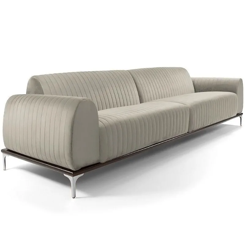 Sofá Molino 3 Lugares 230cm Pés Alumínio Veludo Creme - Nexta Casa - Nexta Casa