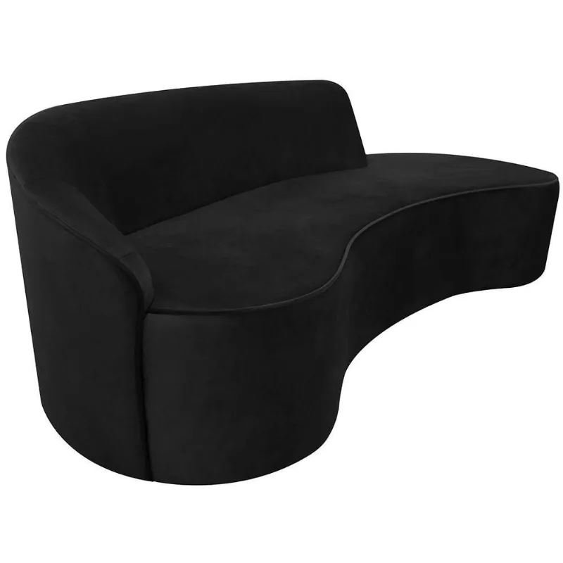 Sofá Curvo 03 Lugares 180cm Eron Braço Direito Veludo Preto - Nexta Casa - Nexta Casa