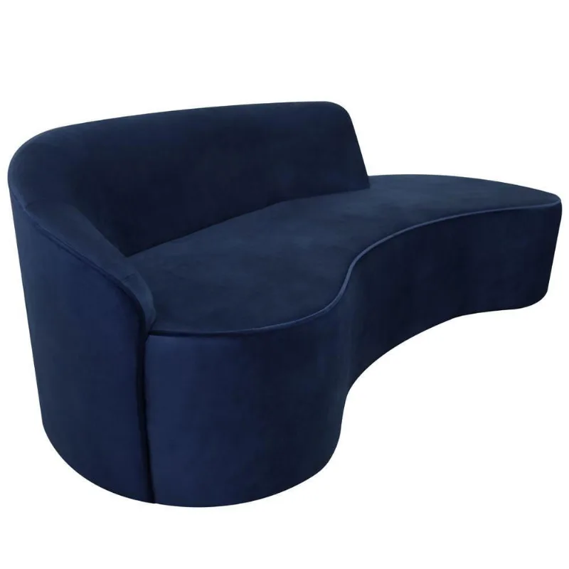 Sofá Curvo 04 Lugares 230cm Eron Braço Direito Veludo Azul Marinho - Nexta Casa - Nexta Casa
