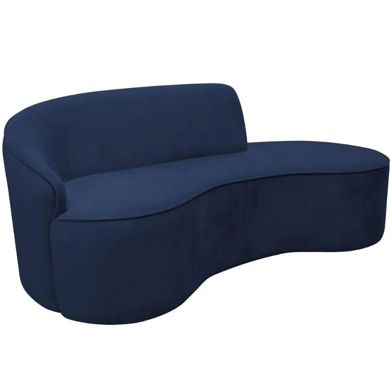 Sofá Curvo 02 Lugares 150cm Eron Braço Direito Veludo Azul Marinho - Nexta Casa - Nexta Casa