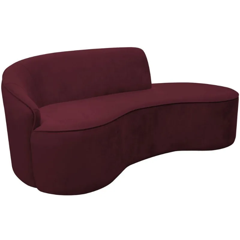 Sofá Curvo 02 Lugares 150cm Eron Braço Direito Veludo Vermelho - Nexta Casa - Nexta Casa